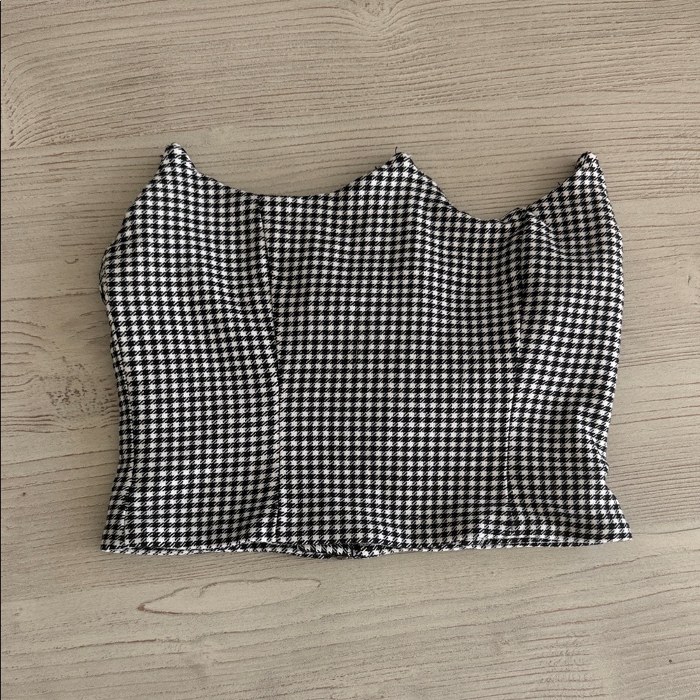 Hours/Revolve Checkered Corset Top Size XS